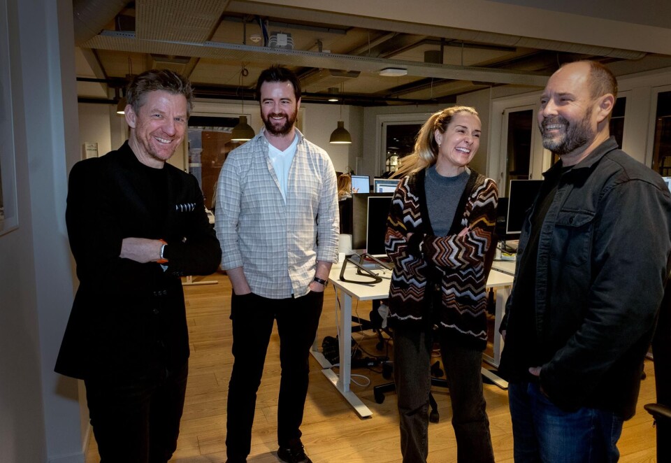 Lanserer nytt mediebyrå: Pelle Stensson skal lede det nye mediebyrået Try Schjærven Media. Her Stensson sammen med Gunnar Stensaker, Ingrid Holstad og Marius Damsleth. Foto: Eivor Eriksen.