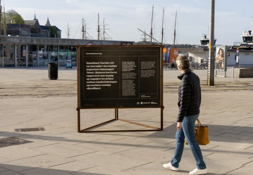 Stilles ut: Ved Nobels Fredsenter på Aker Brygge i Oslo er det flere påminnere for de avdøde journalistenes arbeid.