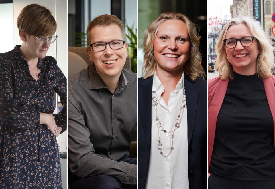 Satser på medier: Veslemøy Østrem (Altinget), Eirik Hoff Lysholm (Avisa Oslo), Kristin Stoltenberg (Watch Media) og Sarah Sørheim (Schibsted) leder ambisiøse nisje- og lokalavissatsinger på vegne av både norske og danske mediekonserner.