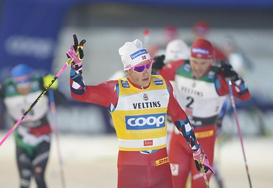 Bryter med landslaget: Johannes Høsflot Klæbo satser videre utenfor langrennslandslaget. Det synes hovedsponsor Sparebank 1 er synd. Foto: NTB