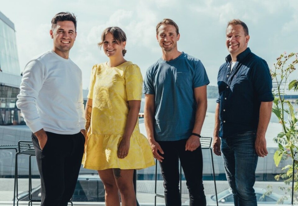 Nye partnere: Liten Film-grunnlegger Aleksander Rebaudo (til venstre) får med seg Johanne Hoff, Lars Berge og Bjarte Hjelmeland som partnere. - Når vi først skal utvide så er det en luksus å kunne ta inn noen av de flinkeste folkene jeg kjenner, sier Rebaudo. Foto: Jon Strøm