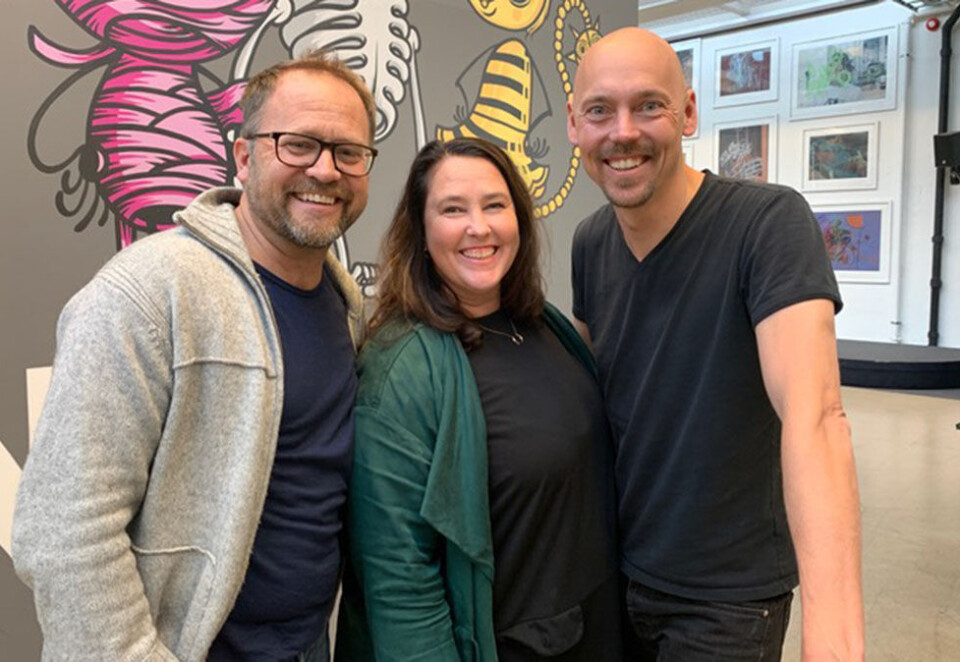 Blir ett selskap: Dramasjef Vegard Stenberg Eriksen (til venstre) med Monster-sjef Ingvild Daae og Håkon Briseid, som nylig gikk over til en stilling som eksekutiv produsent i selskapet.