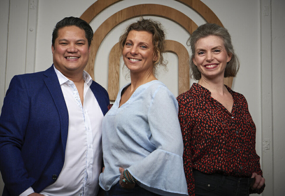 Kårer mesterkokk: Jonathan Romano, Lise Finckenhagen og Maj-Britt Aagaard skal kåre landets beste amatørkokk i Masterchef Norge. Foto: Discovery