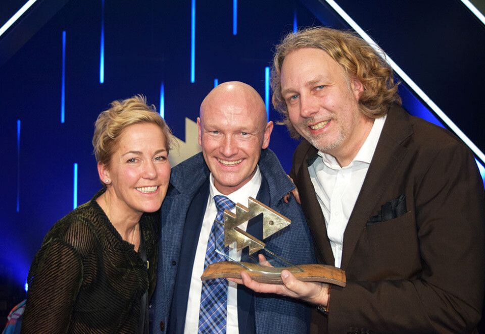 Gull-kombinasjon: Markedsdirektør i Rema 1000, Per Åge Dahl (i midten), med Try-kreatørene Karin Lund og Øystein Halvorsen. Foto: Dag Robert Jerijervi