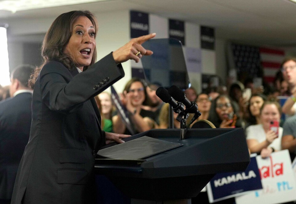 Mest siterte kvinnen: Den amerikanske politikeren Kamala Harris er den mest siterte kvinnen i norske medier i 2024. Foto: NTB