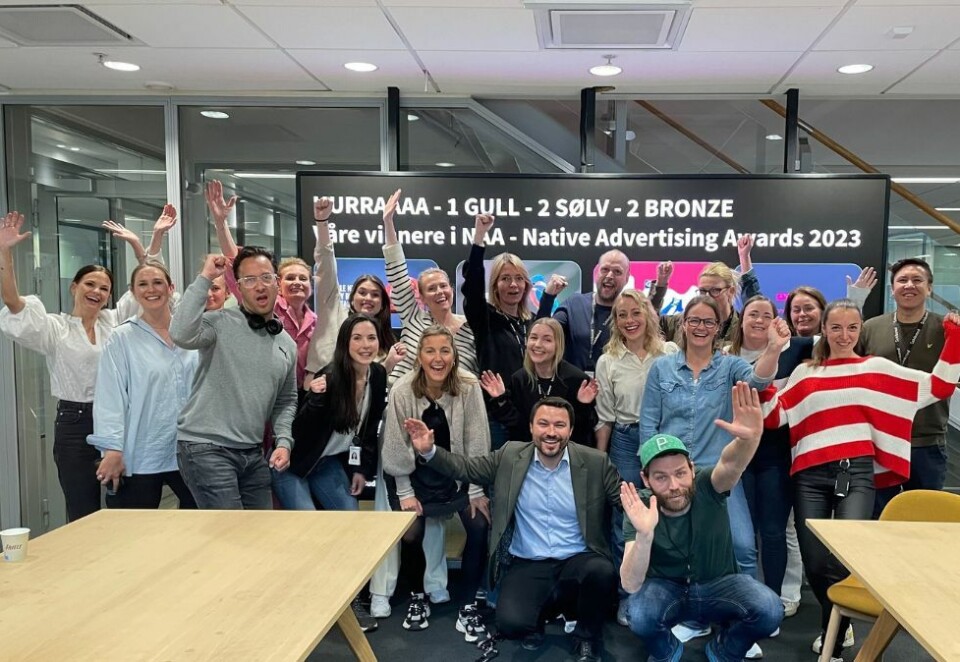 Jubler: Schibsted Partnerstudio er begeistret over å hente hjem hele fem priser i den store internasjonale reklamekonkurransen, Native Advertising Awards.