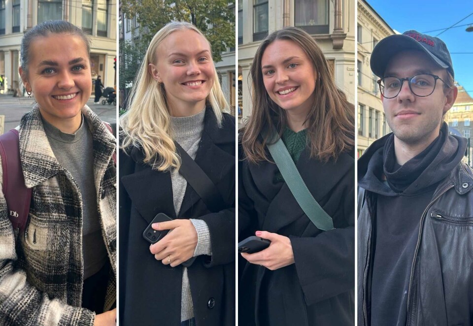 Delte om fremtiden: Fra venstre: Studentene Maren Gran, Maja Murvold, Inger Haugsjå og Lukas Molvær ser ulikt på fremtiden og egen skjermbruk. Foto: Anette Johansen-Desjardin