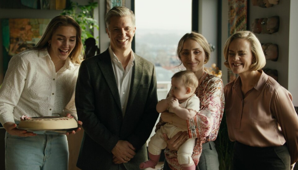 Helle Ryg Eia, Nicolai Cleve Broch, Kristin Grue og Henriette Steenstrup, spiller i den nye dramaserien «Nepobaby». Foto: Jan Bastian Munoz Marthinsen/TV 2