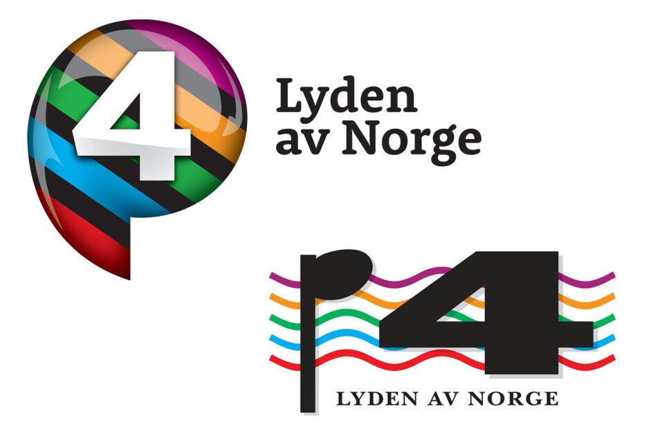 Ny og gammel logo: P4s nye logo har beholdt fargene, men lydbølgene har blitt rettet ut.