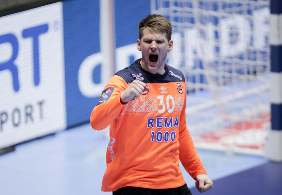 Ny seier: Torbjørn S. Bergerud jubler under kampen mot Portugal, som endte 34-28 til Norge. Foto: Vidar Ruud/NTB Scanpix