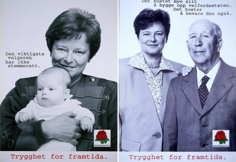 Fortsatt aktuell: Slagordet «Trygghet for framtida» står seg like godt i dag, mener Arbeiderpartiets valgkamp-trio. Foto: Arbeiderpartiet arkiv