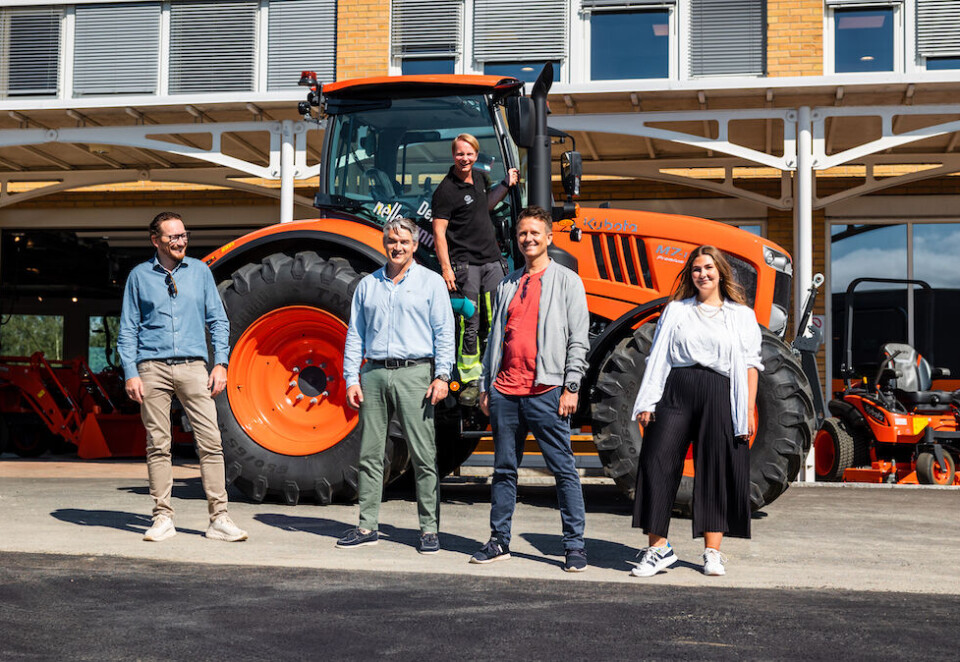 Vil sette Kubota på det norske kartet: Nellemann Machinery har valgt Nova Vista som PR- og kommunikasjonsbyrå for å sette Kubota på det norske kartet. Fra venstre Espen Ferbu (seniorrådgiver i Nova Vista), Kjetil Nilsson (Adm. Dir i Nellemann Machinery), Petter Pilgaard, Petter Gjelsnes (leder for PR- og innholdsmarkedsføring i Nova Vista) og Silje Bekkelund (prosjektleder i Nova Vista).
