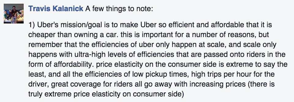 Verdigrunnlaget: Her ser du Ubers verdigrunnlag summert opp av Ubers toppsjef, Travis Kalanick.