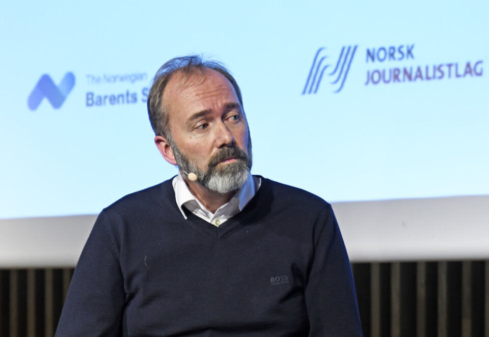 Retter opp: Trond Giske på mediekonferansen Svarte Natta i Tromsø, der han snakket om medias metoo-dekning. Foto: Rune Stoltz Bertinussen/NTB Scanpix