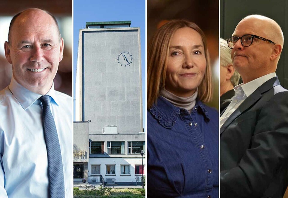 Debatt om omstridt pitsj: NHH-professor Tor Wallin Andreassen (til venstre) får kommentarfeltet på Linkedin til å koke med rørlegger-analogi. Alf B. Bendixen er uenig med professoren, mens Bente Kvam Kristoffersen er glad for debatten.