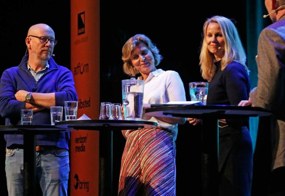 Byrådebatt: Reklamemann Kjetil Try kunne glede seg over bedre tall på reklamebyråenes viktighet for annonsørene enn på mange år. Marie-Louise Alvær i PHD mener bransjeglidningen er årsaken til at tallene nå er jevnere enn på lenge. Foto: Eivor Eriksen.