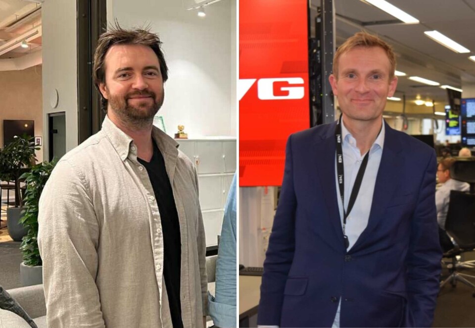 Tar uventet grep: Schibsted-direktør Christian Haneborg (til høyre) har sagt opp avtaler som tilgodeser mediebyråene provisjoner ved kjøp av annonseplass hos Schibsted-mediene. - Annonsørene vil kunne oppleve det som en prisstigning, sier Gunnar Stensaker (til venstre).