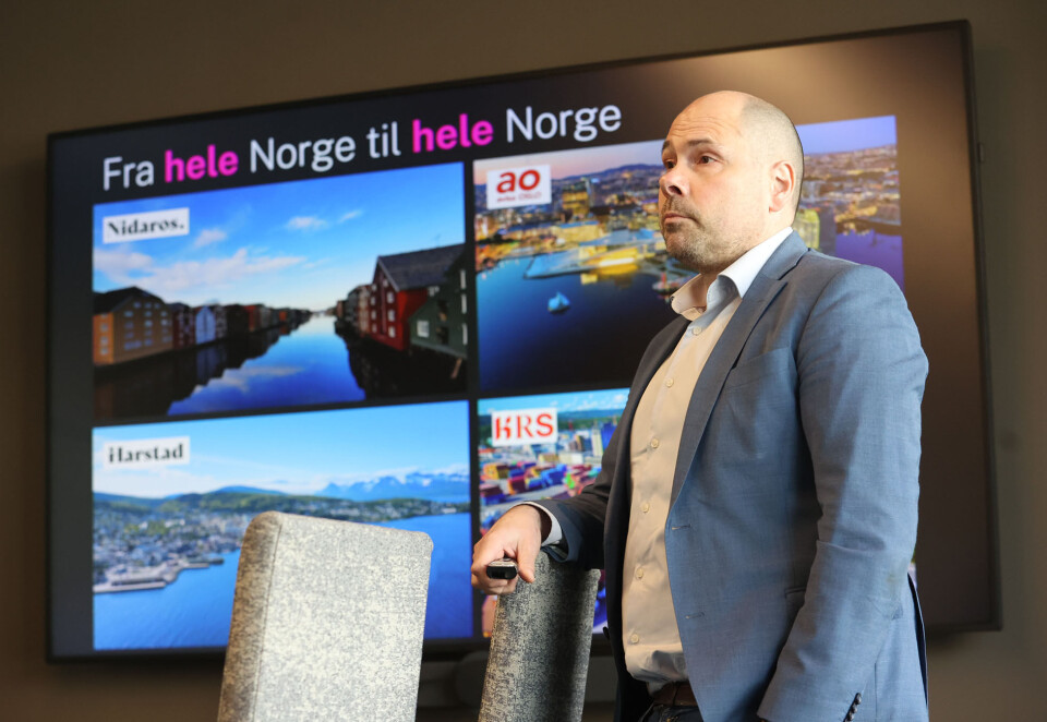 Vokser digital: Konsernsjefen i Amedia, Anders Opdahl, kan glede seg over fortsatt vekst i det digitale abonnementssalget. Her er Opdahl på mediekonsernets resultatpresentasjon før sommeren.