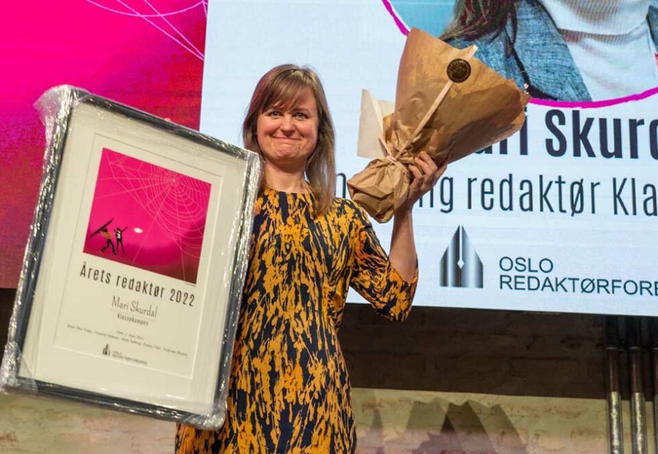 På redaktørtoppen: Klassekampen -redaktør Mari Skurdal vant prisen Årets Redaktør som ble delt ut i regi av Oslo Redaktørforening. Foto: Heiko Junge / NTB