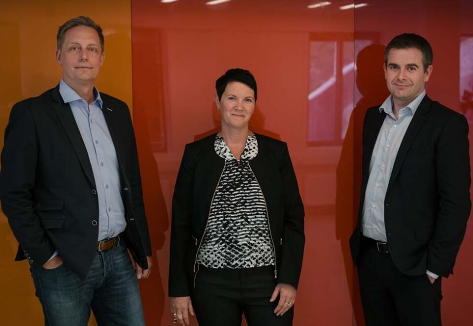 Oppkjøp: Matvareselskapet Rieber investerer i medie-tech selskapet Mediateket. Fra v: Jørgen Scheel, Gro Setereng (begge fra Mediateket) og Trond Valvik (Atlantis Vest).