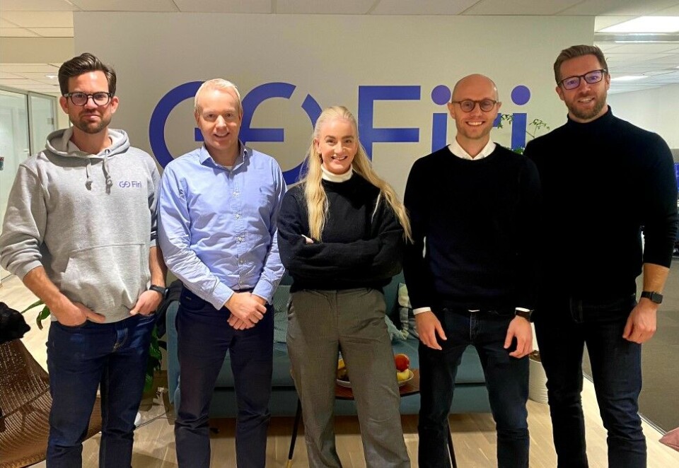 Krypto-reklame: Marius Høgevold (COO, Firi AS) (f.v), Inge Hofstad Kjeilen (Innovation Director, RED dentsu X), Mari Aldridge Øverland (Client Lead, RED dentsu X), Thomas Faye Willoch (Managing Director Performance, RED dentsu X) og Lars Dokk Smith (Interim Marketing Manager Firi, Curamando)