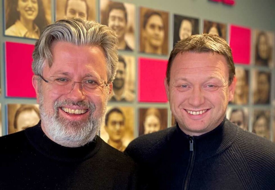 Lederbytte: Tidligere og ny sjef i Vimond. Helge Høibraaten og Fredrik Gunnestad.