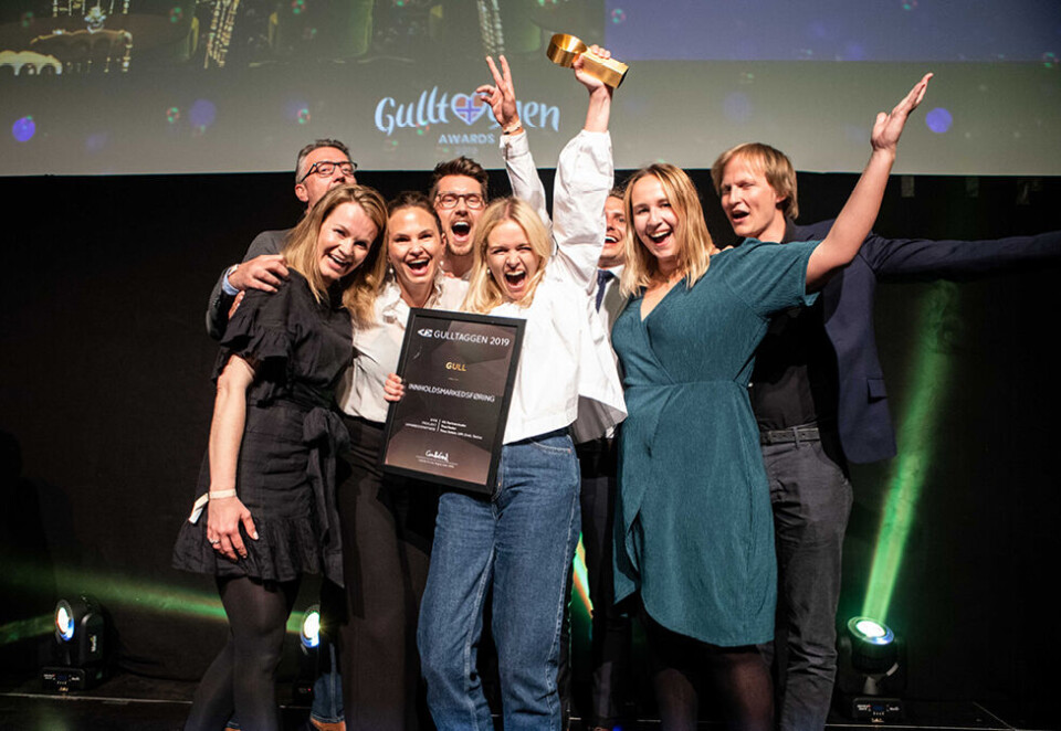 VG Partnerstudio vant gull i kategorien innholdsmarkedsføring under fjorårets Gulltaggen Awards. Foto: INMA.