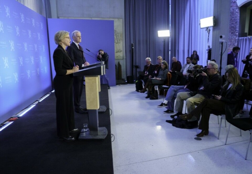 Kritikk: Ingvild Kjerkol kom med kritikk til mediene under pressekonferansen hvor hun gikk av som helseminister. Foto: NTB.
