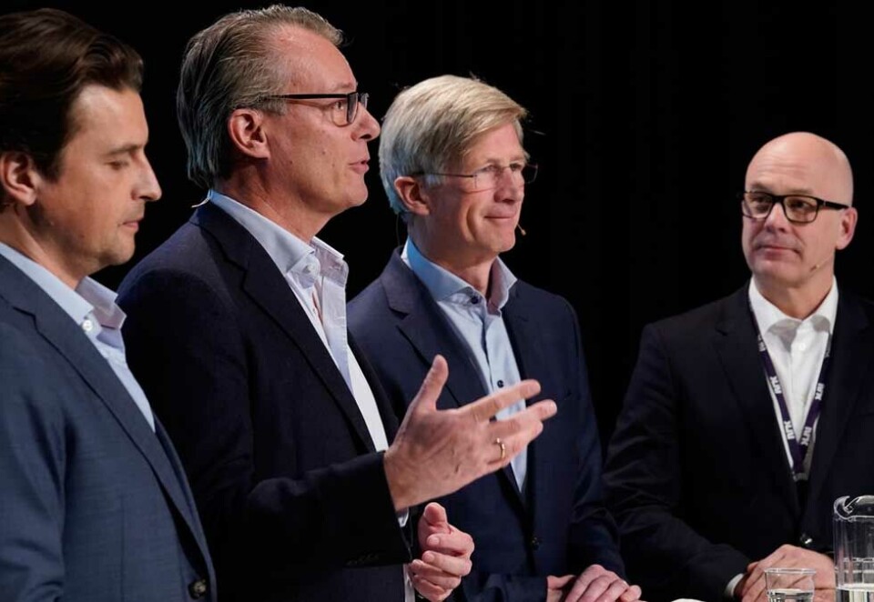 Kjøper Marienlyst: Morten Borg, konsernsjef i Ferd, og Johan H. Andresen blir nye eiere av Marienlyst. - En mulighet som dukker opp én gang i løpet av en generasjon, sier Ferd-sjefen. Her sammen med styreleder i NRK, Birger Magnus, og kringkastingssjef Thor Gjermund Eriksen på dagens pressekonferanse på Marienlyst. Foto: Scanpix.