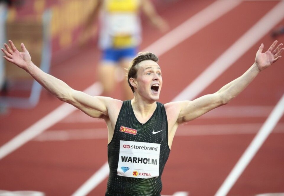 Returnerer: Karsten Warholm returnerer til Bislett i juni for å prøve å sette ny verdensrekord under Impossible Games. Her er Warholm under 400 meter hekk under fjoråets Bislett Games. Foto: Lise Åserud / NTB Scanpix.