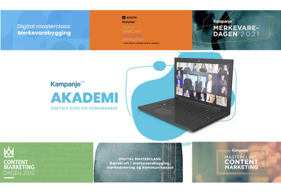 BREDT UTVALG: På Kampanjes akademi finner du kurs og konferanser innen SoMe, merkevarebygging, bærekraft, content marketing m.m.