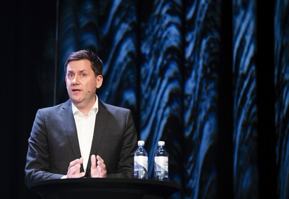Taper på smitteskandale: Konsernsjef Daniel Skjeldam i Hurtigruten på fjorårets pressekonferanse der selskapet la frem egen granskingsrapport etter smitteutbruddet på MS Roald Amundsen. Foto: Terje Pedersen/NTB