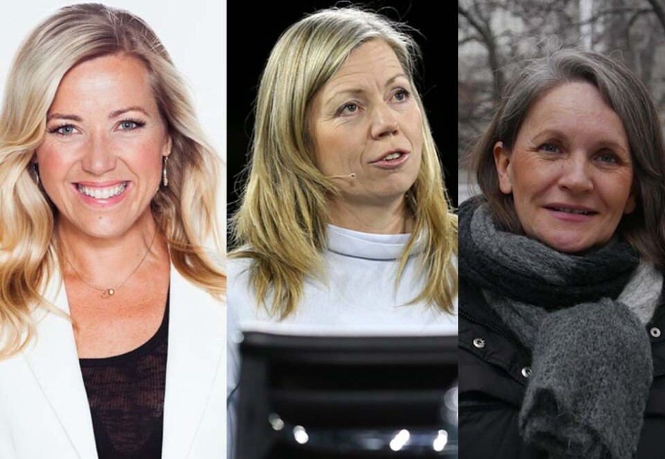 Var kritiske - nå jubler de: Jane Throndsen, Trine Eilertsen og Hanne Skartveit har alle vært kritiske til kjønnsbalansen i Schibsted. I dag er de glade. Foto Eilertsen: NTB Scanpix
