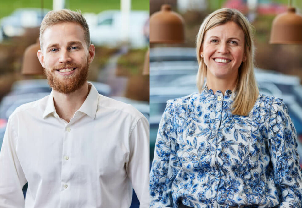 På vei inn: Alexander Hjermind og Christine Eiken Winther er de to nyeste inn hos bilimportøren Harald A. Møller. - Jeg ser frem til å bli en del av Harald A. Møller og Møller-systemet, som har imponert meg med sine tanker om hvordan de ikke bare skal tilpasse seg de mange endringene i bransjen, men også være med å drive dem frem, sier Winther.