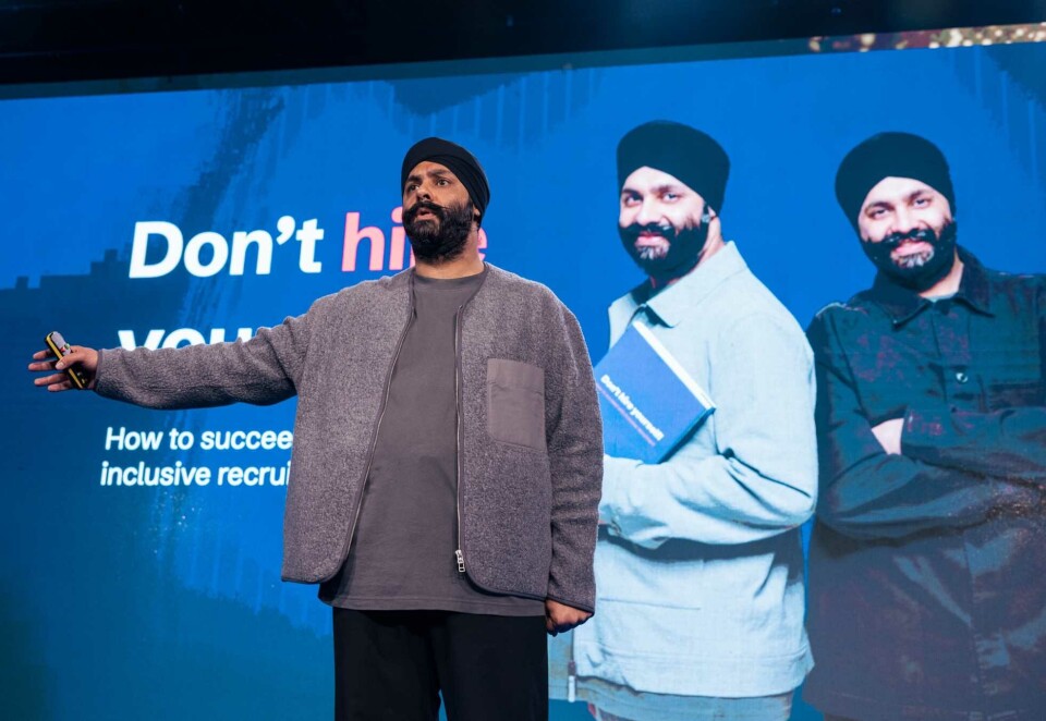 Sumeet Singh Patpatia i Schibsted lanserte «Don’t hire yourself!» på The Hunt i Stockholm og Helsinki i april.