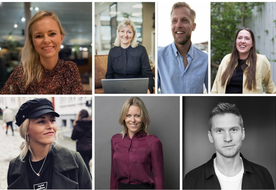 KLARE FOR CONTENT MARKETING-DAGEN: Fra venstre: Hilde Erlingsen (s360), Silje Thoresen (Hyper), Bjørnar Skogheim (Publicis Shift), Anna Holm Eide (No Isolation), Tuva Lem (Aller Social Club), Pia Tryland (Chili Media) og Jacob Johansen (s360).
