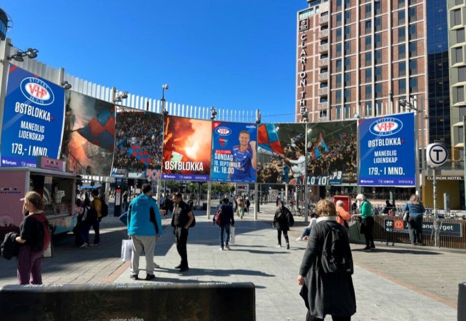 Jernbanetorget: Slik skal Vålerenga promotere klubben på Oslo Citys flater fremover. Foto: Vålerenga/Oslo City.