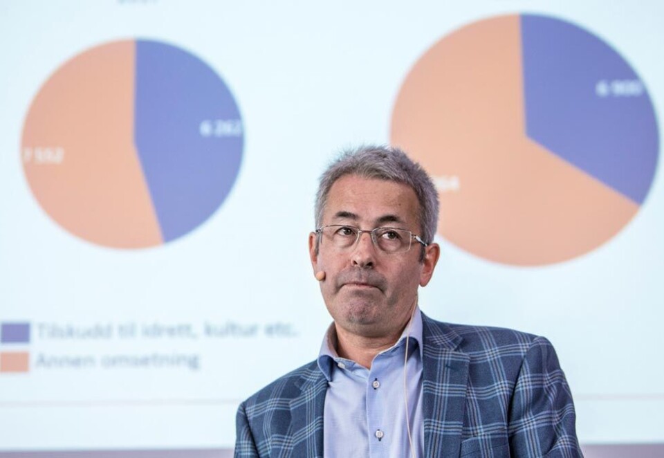 Bekymret over lisensordningen: Doktor i samfunnsøkonomi og partner i Menon Economics, Leo Grünfeld, presenterte en analyse av samfunnsøkonomi og pengespill på et fagseminar om onlinespill i Oslo mandag.Det han er mest bekymret for med en lisensordning, er at noen stikker av fra systemet. Foto: Ole Berg-Rusten/NTB Scanpix