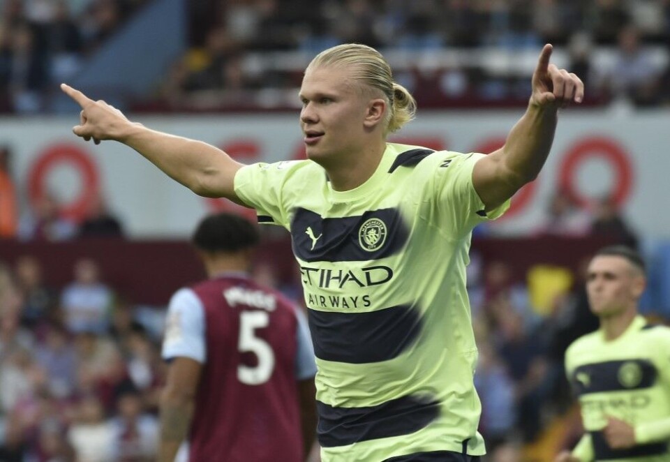 Spiller?: Manchester City med Erling Braut Haaland i spissen skal etter planen spille mot Tottenham lørdag klokken 18.30 norsk tid. Det er imidlertid usikkert om kampen spilles denne helga. Foto: NTB