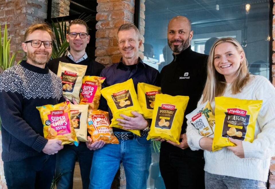 Står bak nytt design: Fra venstre: Kjetil Evensen, Thomas Grotle, Henning B. Gustavsen, Michael George (Maarud) og Stine Strand.