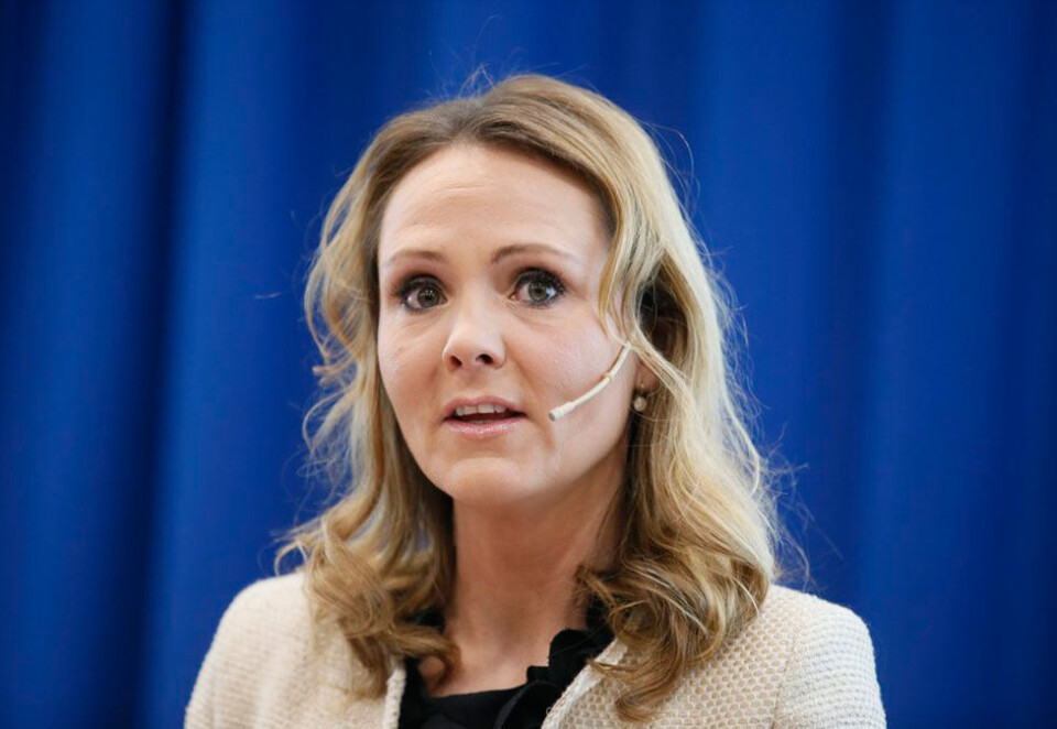 Skrur til: Leder av programkomitten i Høyre Linda Hofstad Helleland skrur til i tempoet med å fase ut pressestøtten til de største avisene. Pengene skal brukes på lokale og regionale medier og til å opprette ett nytt fond for kritisk og undersøkende journalistikk. Foto: NTB.