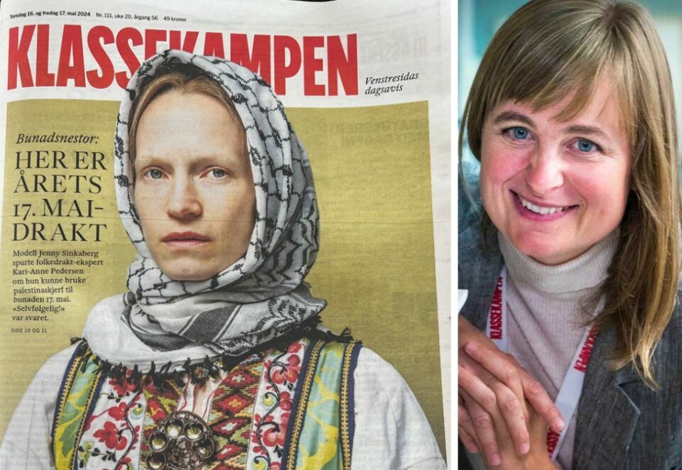 Vil skape debatt: Klassekampen-redaktør Mari Skurdal har laget en forside som mange har fått med seg. Reaksjonene har heller ikke latt vente på seg. Faksimile: Klassekampen