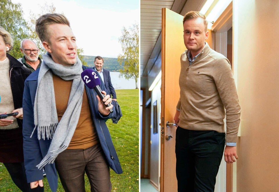 Nære venner: TV 2-journalist Lars Joakim Skarvøy (til venstre) inviterte Høyres pressesjef Cato Husabø Fossen som forlover da han giftet seg i 2021. Foto: Lise Åserud/Beate Oma Dahle/NTB