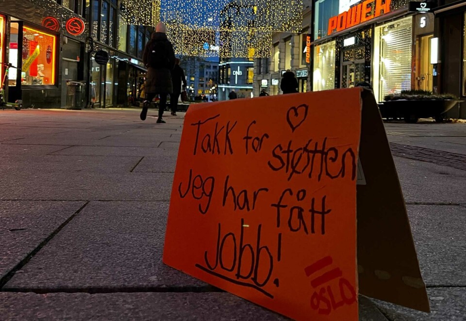 Har fått mye oppmerksomhet: Forrige uke dukket disse skiltene opp i bybildet i Oslo. Bildene av skiltene ble hyppig delt i sosiale medier. De er en del av en større reklamekampanje for =Oslo. Foto: Schjærven