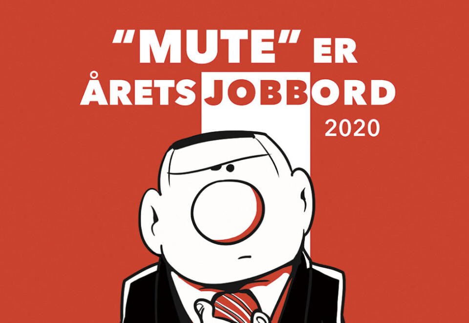 Vinnerordet: - Krig er for alvorlig til å overlates til generalene og språk er for morsomt til å overlates til Språkrådet, sier Lunch-redaksjonen som har kåret «mute» til årets jobbord. Foto: Strand Forlag