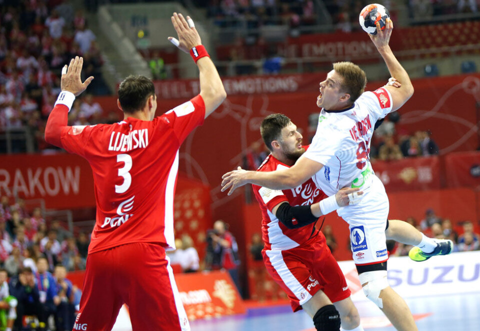 Ny håndballjubel: Espen Lie Hansen og Norges menn holdt stand mot hjemmelaget Polen og vant en overraskende seier. Foto: Vidar Ruud/NTB Scanpix.