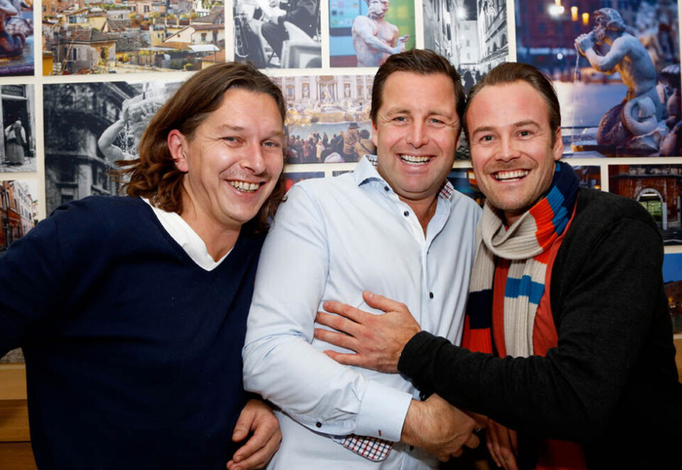 Jubileumsfest: I kveld skal det feries 15 år med Mediabaren-arrangementer. – Vi gir oss ikke enda, men vi trenger noen nye friske krefter etter hvert, sier de tre Mediabaren-arrangørene Håvard Nilsen, Øystein Larbøl og Nikolai Mathisen. Foto: Eivor Eriksen.