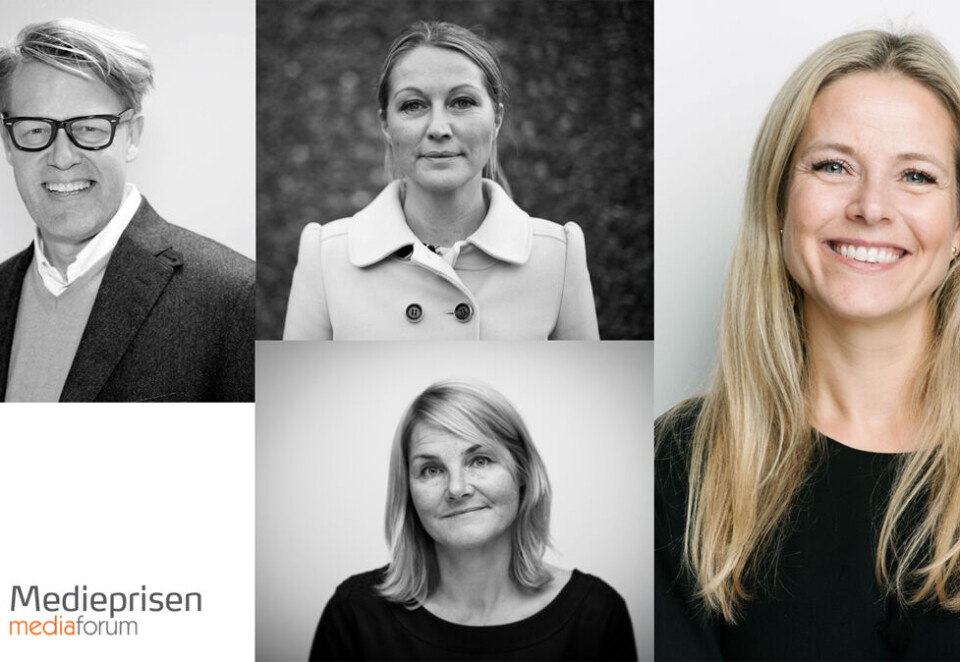 Ny jury: Fra venstre Sten Bråthen, strategidirektør i Mediacom, Camilla Grund, daglig leder i Vizeum, Kjersti Nesbakk, kundeansvarlig i McCann, jurygeneral Beathe Stangeland Eide, MarCom Strategy Manager, Telenor Mobil.