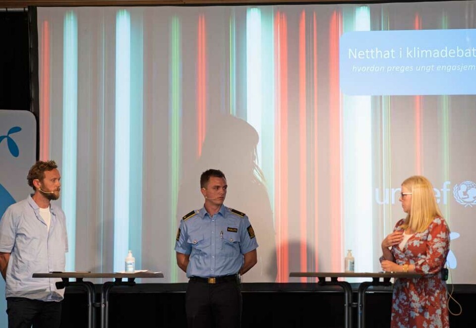 Tilstede på Arendalsuka: Geir Ramnefjell og Roald Andre Møskeland, her sammen med Ragnhild Mathisen, hadde begge tatt turen til Sørlandet denne uken. Foto: Eivor Eriksen.