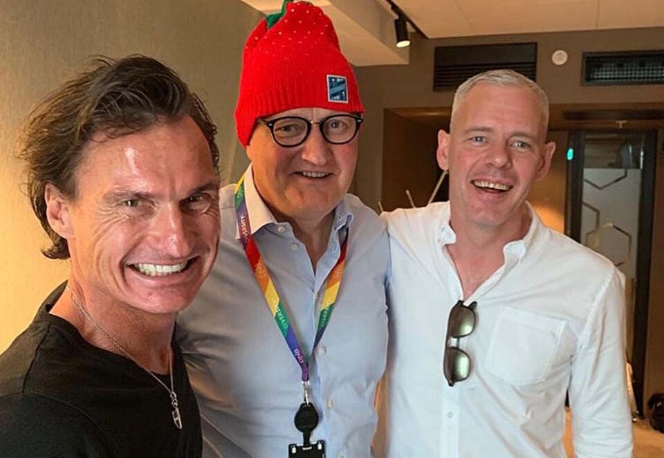 På podkast-besøk: Avtroppende banksjef i DNB, Rune Bjerke, gjester podkasten til Storm Communications. Her sammen med programlederne Petter Stordalen og Storms egen Per Valebrokk.